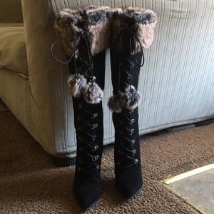 Tall fur boots
